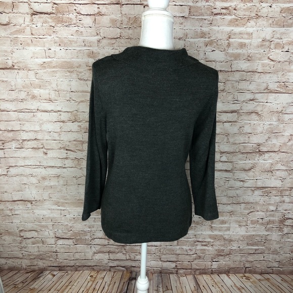 Covington Sweater Size LP Gray Cowl Neck Diamond Collar 3/4 Sleeve NWT - Picture 7 of 9